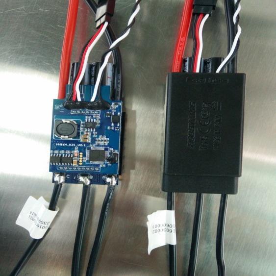 Cable-connected PCB assemblies before and after encapsulation